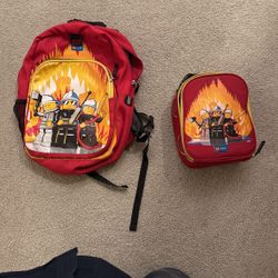Lego city fireman backpack and lunchbox