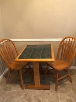 Wood Dining Table and 2 Chairs Set