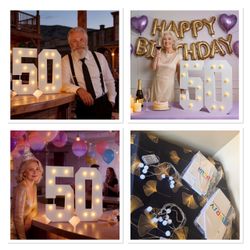 Marquee Light-Up Number Signs Party Decoration 50 years
