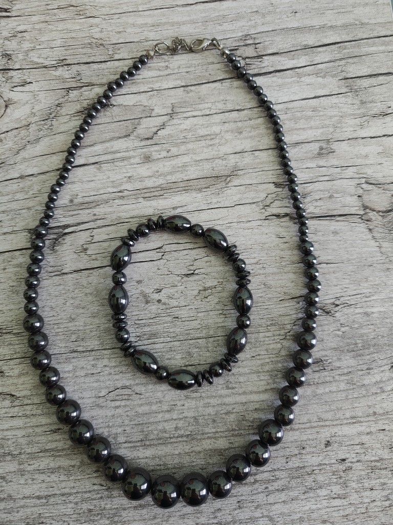 Hematite Necklace & Bracelet
