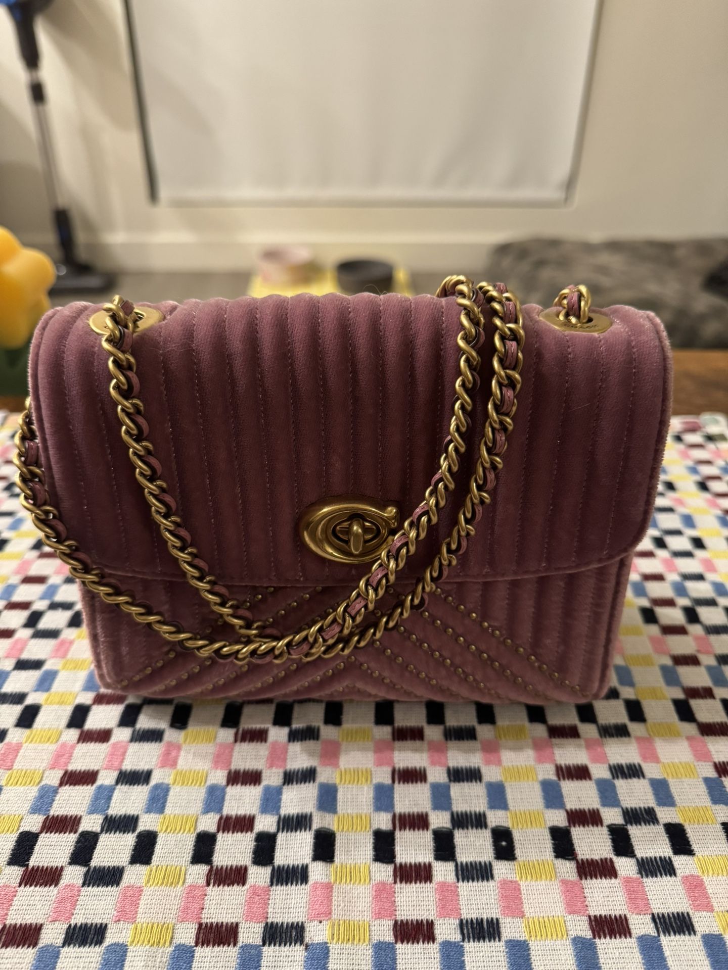 Coach Parker 18 Velvet And Brass Rivets