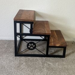 Modern Wood & Metal Dog Stairs – 14”H x 15”W – Heavy Duty Pet Steps