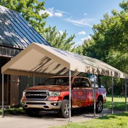 New Carport 10 x 20 ft Heavy Duty Carport Car Canopy with Powder-Coated Steel Frame, Portable Garage for Car, Boat, Shelter Party Tent with 180g PE Ta