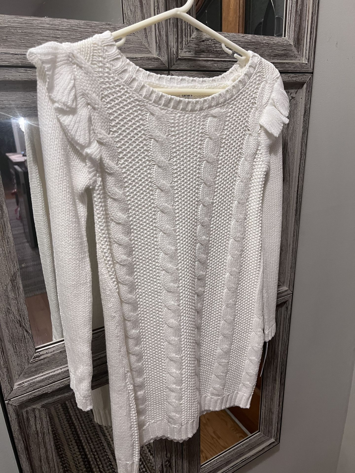 Girls Size 6/6X Carter’s White Cable Knit Dress 