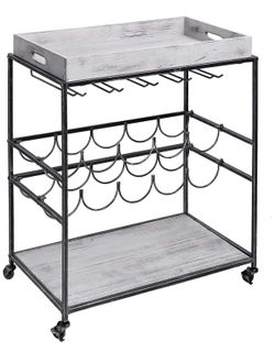 Wine and Serving Bar Cart, Antique Pewter