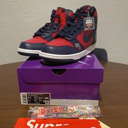 ‼️SUPREME NIKE SB DUNK HIGH‼️by any means navy SIZE: 9.5