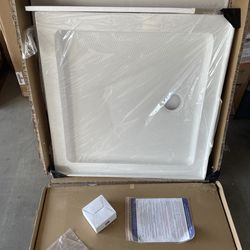 Streamline NT-366-322-LF 32 In. X 32 In. Corner Acrylic Shower Pan Base, Glossy White With Left Drain, ABS Drain Included