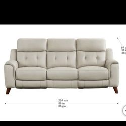 Malibu Leather Power Reclining Sofa with Power Headrests – Like New
