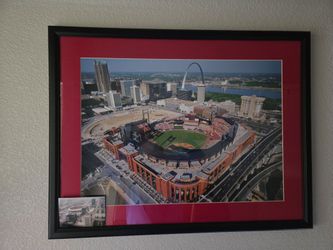 ~23" x 31" Framed Picture of Busch Stadium circa 2005/6 1st Season  of St. Louis Cardinals