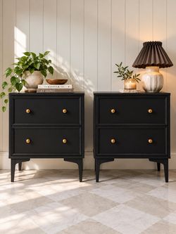 Black Bombay Nightstands / End Tables – Set of 2