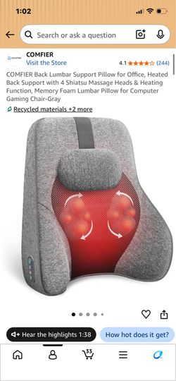 COMFIER Back Shiatsu massage Lumbar Support Pillow Heated Back Support