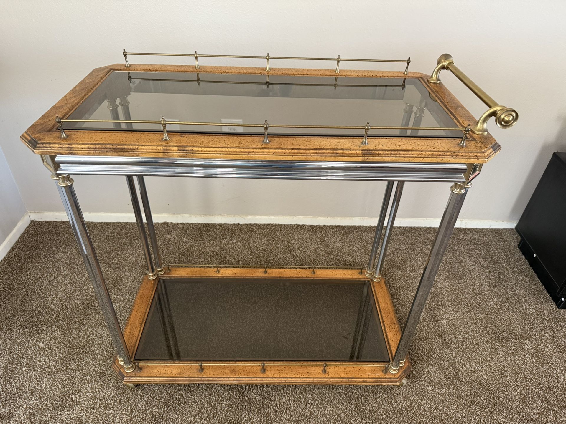 Antique Glass Drink Serving Cart