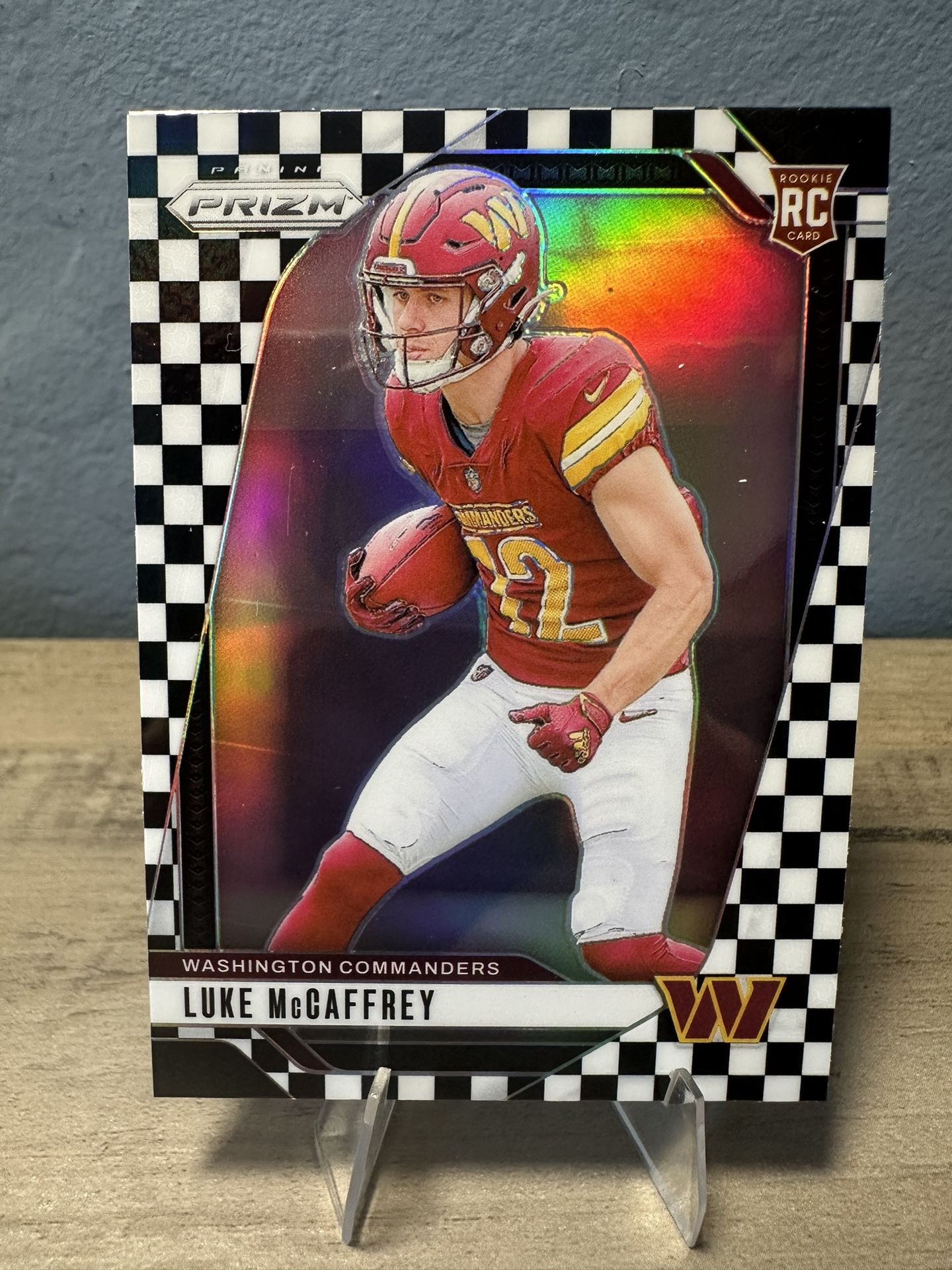 2024 Panini Prizm Black & White Checkerboard #367 Luke McCaffrey RC - Commanders