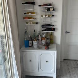 Liquor Cabinet And Two Wine Shelves 