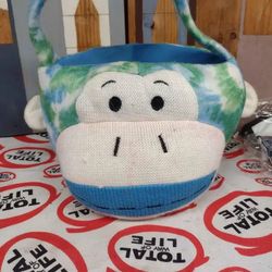 Dan Dee Collector's Choice Sock Monkey Plush Basket With Carrying Handle 