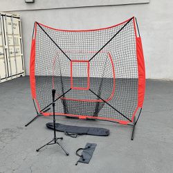 $65 (New) Baseball softball (7x7’ net & ball tee set) practice hitting & pitching net w/ carry bag 
