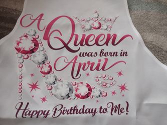 A Queen Was Born In April Apron-White