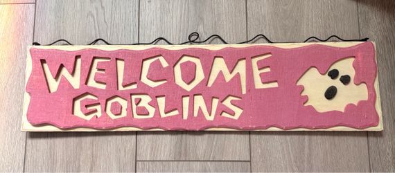 Welcome Goblins Halloween Wooden Sign