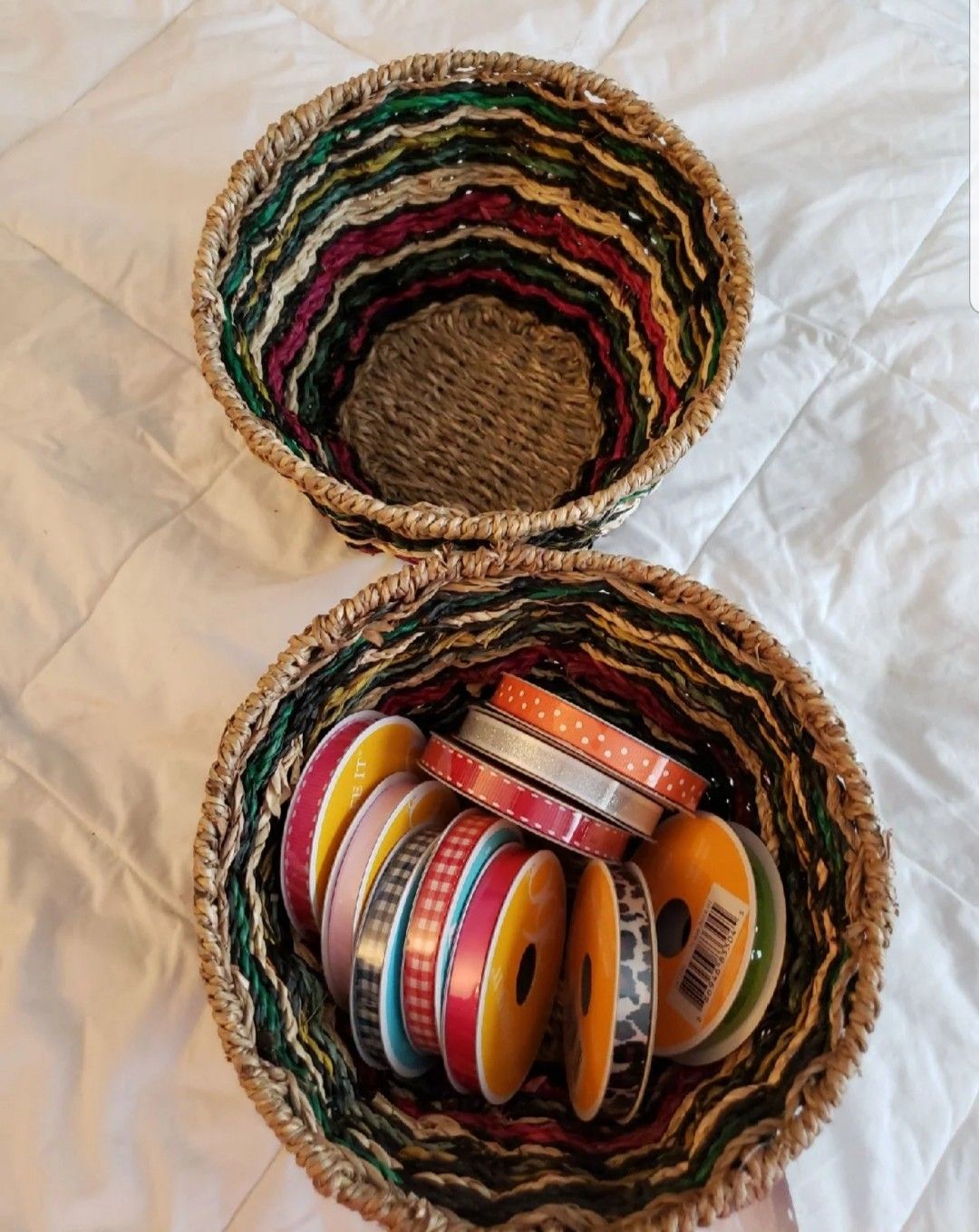 Baskets and ribbon