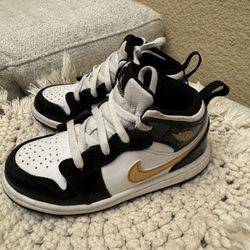 Air Jordan 1 Mid Patent Black White Gold (TD) Size 10