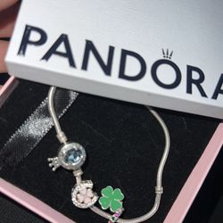 Pandora Bracelet With 3 Charms Added