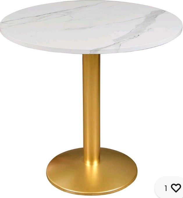Round Modern Dinning Table 30 inches Bistro Table Tulip Table with Faux Marbl...