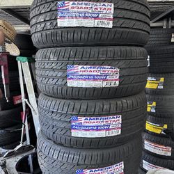 SET OF FOUR NEW TIRES 245/50/18 AMERICAN ROADSTAR, INCLUDING MOUNT AND BALANCE, ASK FOR SIZE AND BRANDS