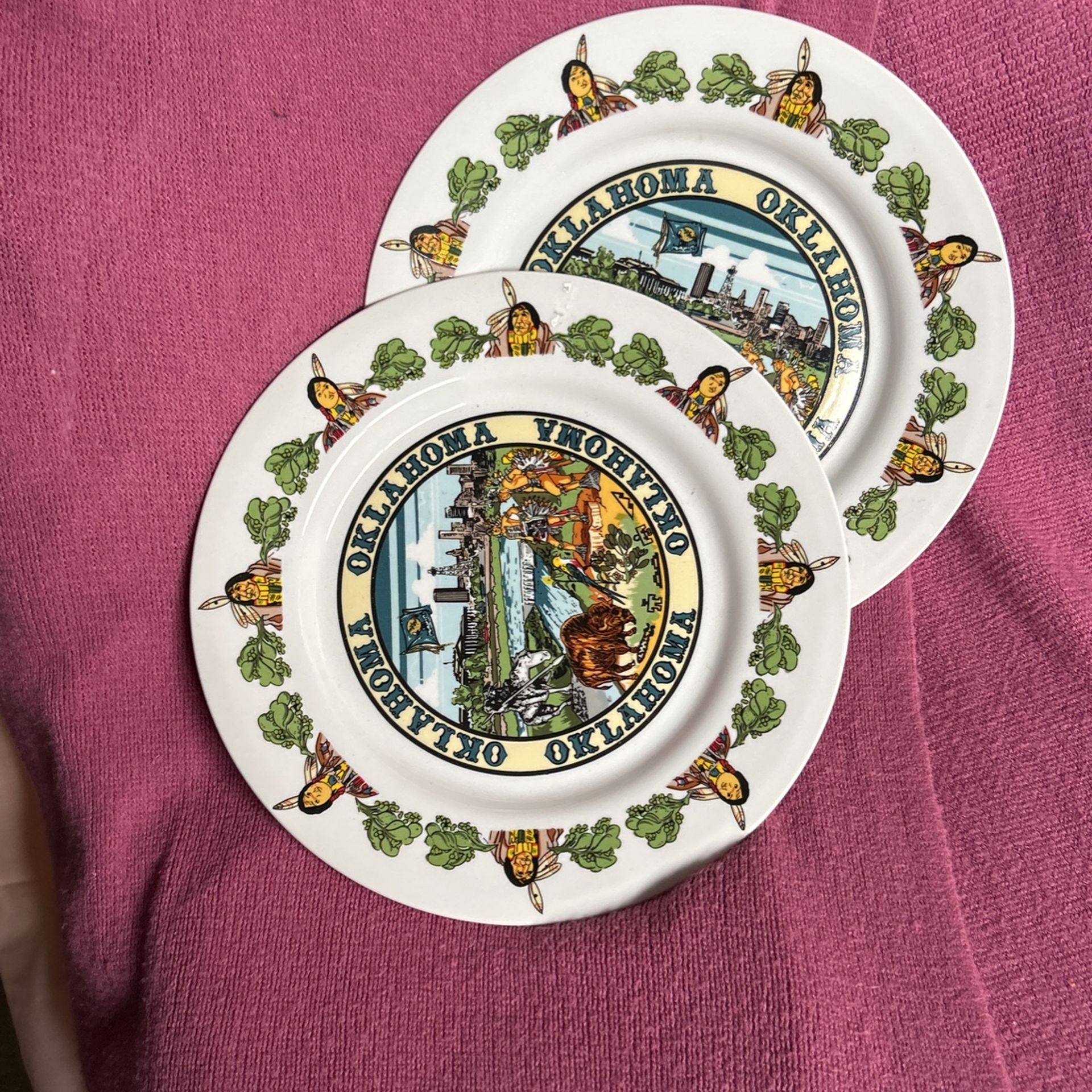 Vintage Oklahoma Collectible State Plate Landmarks Decorative Collector Souvenir Retro Wall Decor.