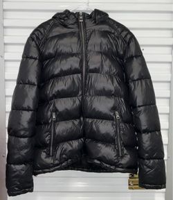 Black Glossy guess Puffer Jacket with Hood