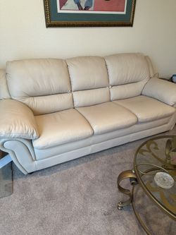 Beige Leather Sofa