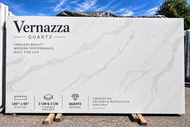 Vernazza Quartz Slab 130” x 65” | White & Gold Veining | Countertop Stone
