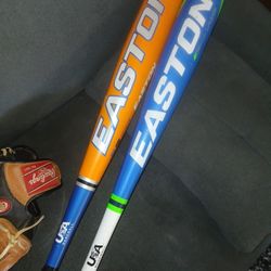 Easton Baseball Bats. Rawlings Glove