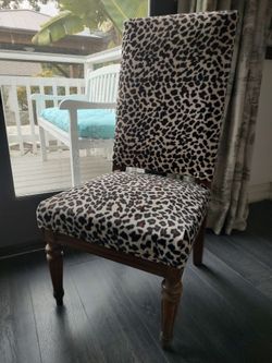 Louis Philippe style High Back Leopard Print Chair