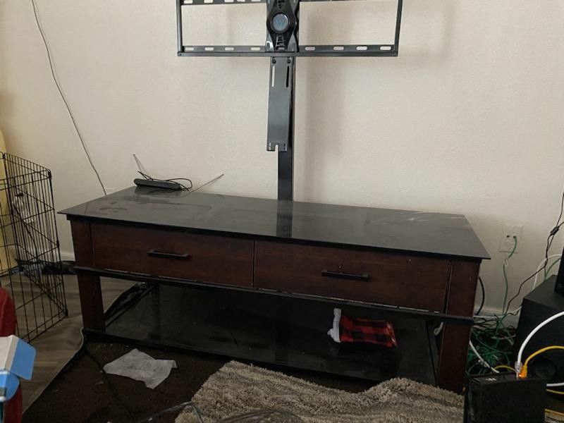 Glass TV Stand With Draws Excellent Condition 