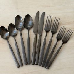 10pc Cambridge Beacon Black Satin Flatware Set