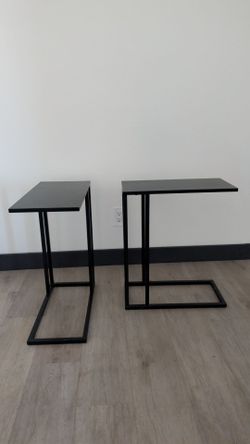 2 Black Side Tables, C-Shape