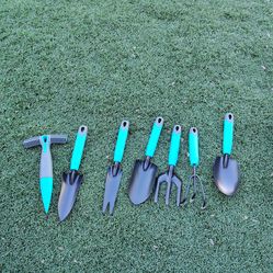 Plant Care l Gardening Tools Set - 7 Piece Stainless Steel Heavy Duty Gardening Kit with Hand Trowel, Weeder, Cultivator, Weed fork, Transplanter,Scoo