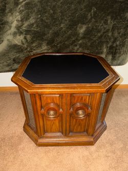 Vintage 1970s Magnavox Octagonal Stereo Console & Matching Record Cabinet Set