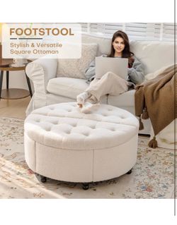 Brand new round ottoman coffee table white color