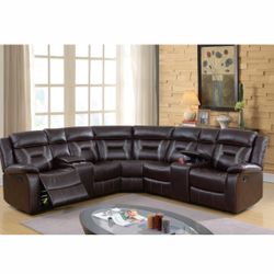 Brown Manual Recliner Sectional With Double Center Console Brand New In Box Firm Price $1,060