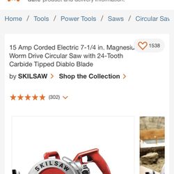 Red Skill Saw 7 1/4” Diablo Edition