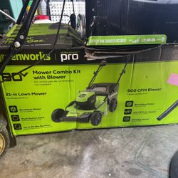 Greenworks 80V Mower & Blower Combo Kit – 21” Lawn Mower, 2 Batteries & Charger – NEW