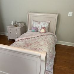 Adorable Pink Nightstand And Twin Bed Set