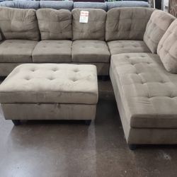 New Sectional + Storage Ottoman  — Left or Right Chaise — Delivery Available 