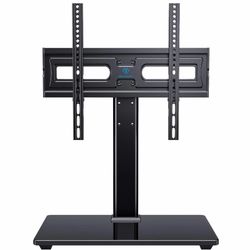PERLESMITH Universal Swivel TV Stand-Table Top TV Stand for 32-65 inch TV-Height Adjustable TV Base with Heavy-Duty Tempered Glass Base, VESA 400x400m