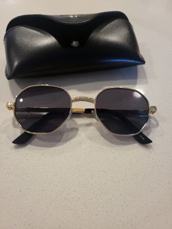 Black Sunglasses With Gold Frame