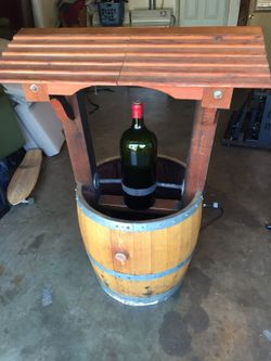 Wine barrel water fountain