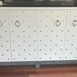 Modern White Studded Storage Cabinet / Credenza