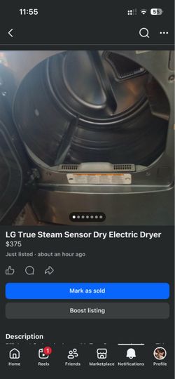 LG True Steam Sensor Dry Electric Dryer