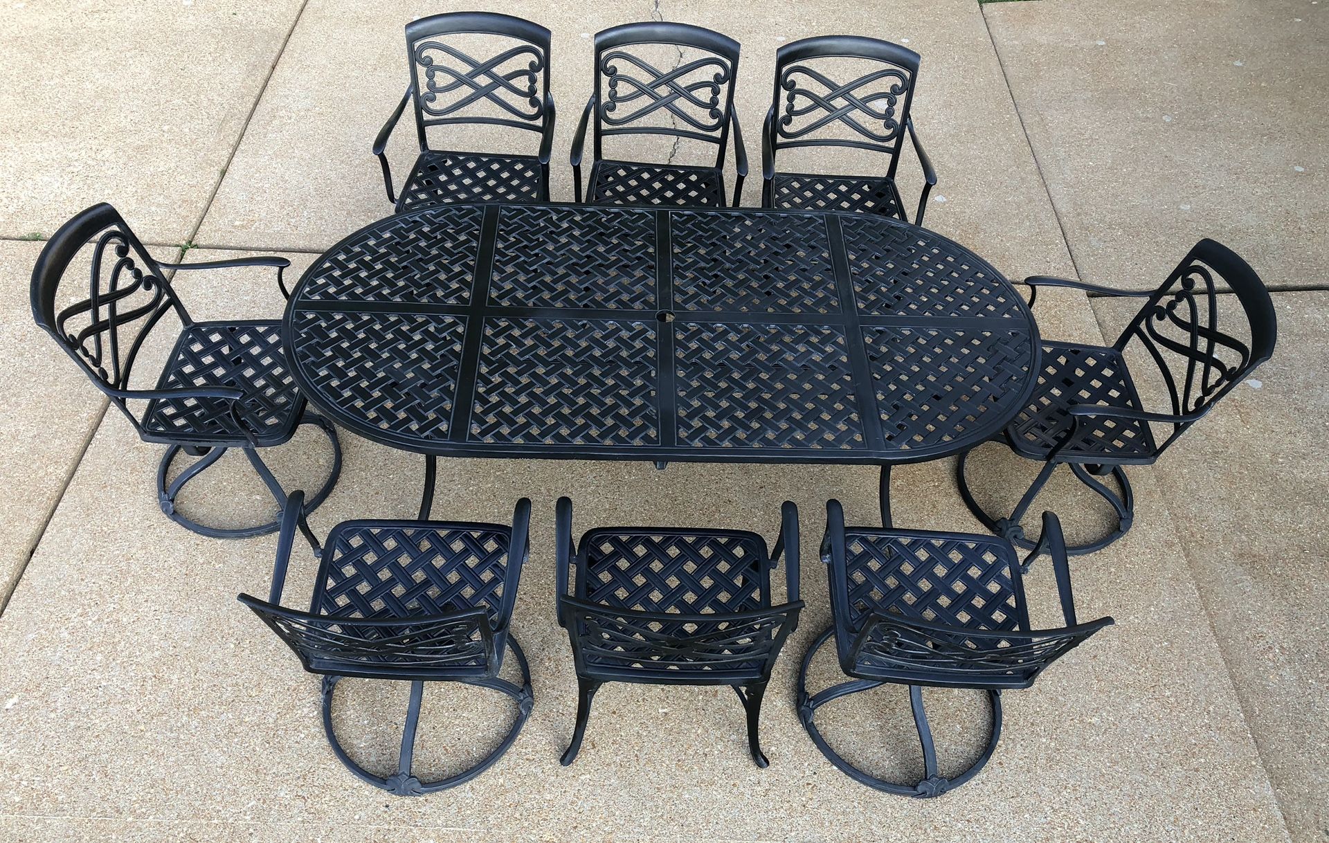 Hanamint Outdoor Patio Furniture 8 Seat Dining set-7ft 90lb Oval Table 